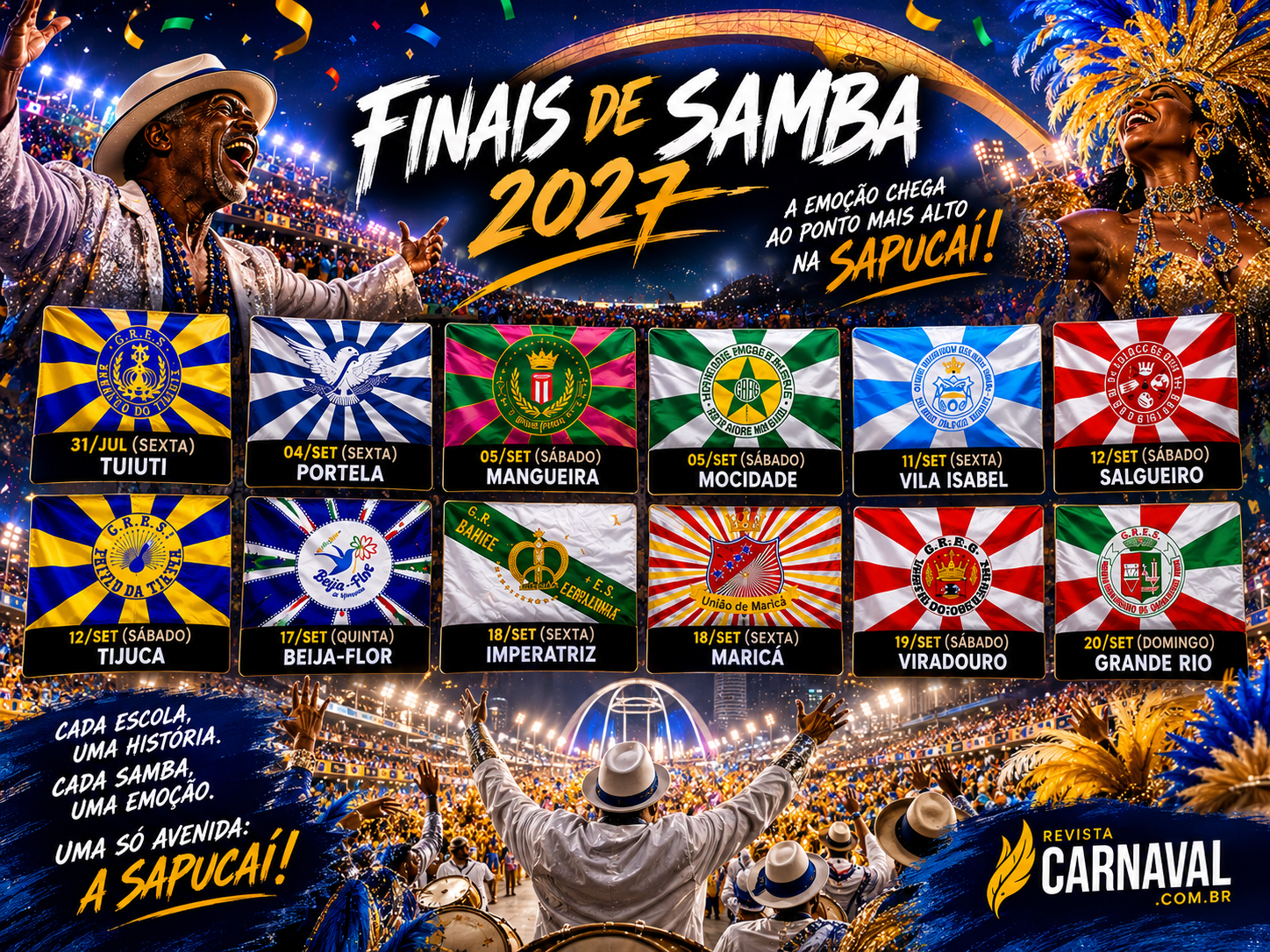 Finais de samba 2027: as datas de todas as escolas do Grupo Especial