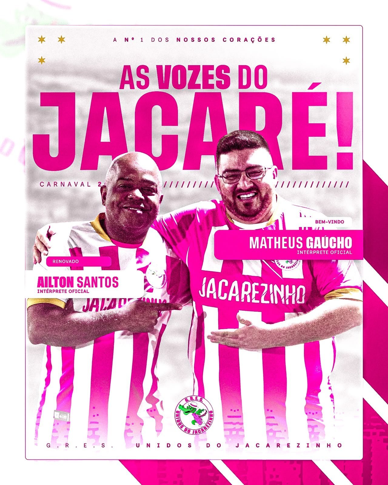 Ailton Santos e Matheus Gaúcho são as vozes da Unidos do Jacarezinho em 2027
